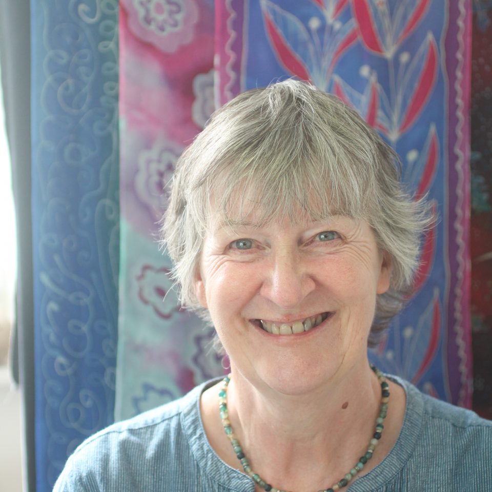 Liz Askins in her Scilly Scarves workshop