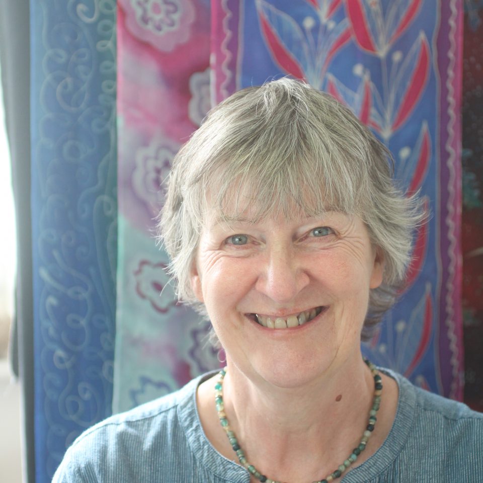 Liz Askins in her Scilly Scarves workshop 