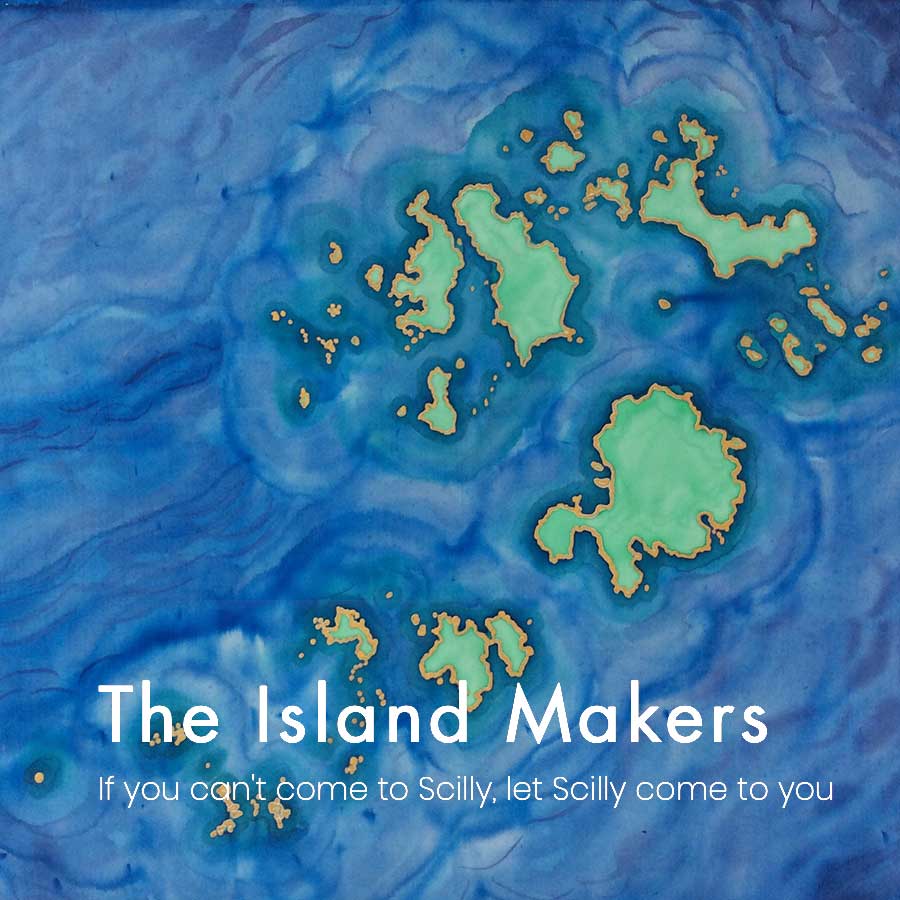 Silk painted map of the Isles of Scilly