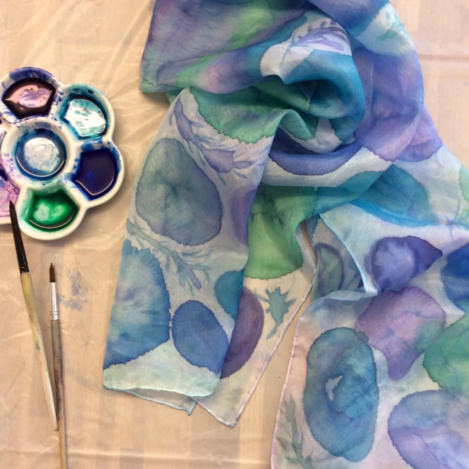 Silk scarf painting in progress